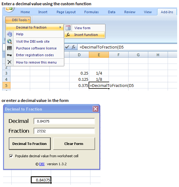 Decimal to Fraction screen shot